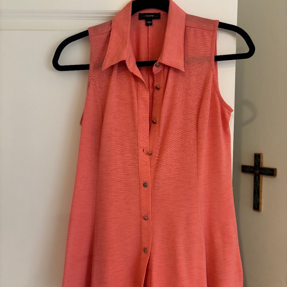 BUTTON DOWN SLEEVELESS FLARED  TOP (S)